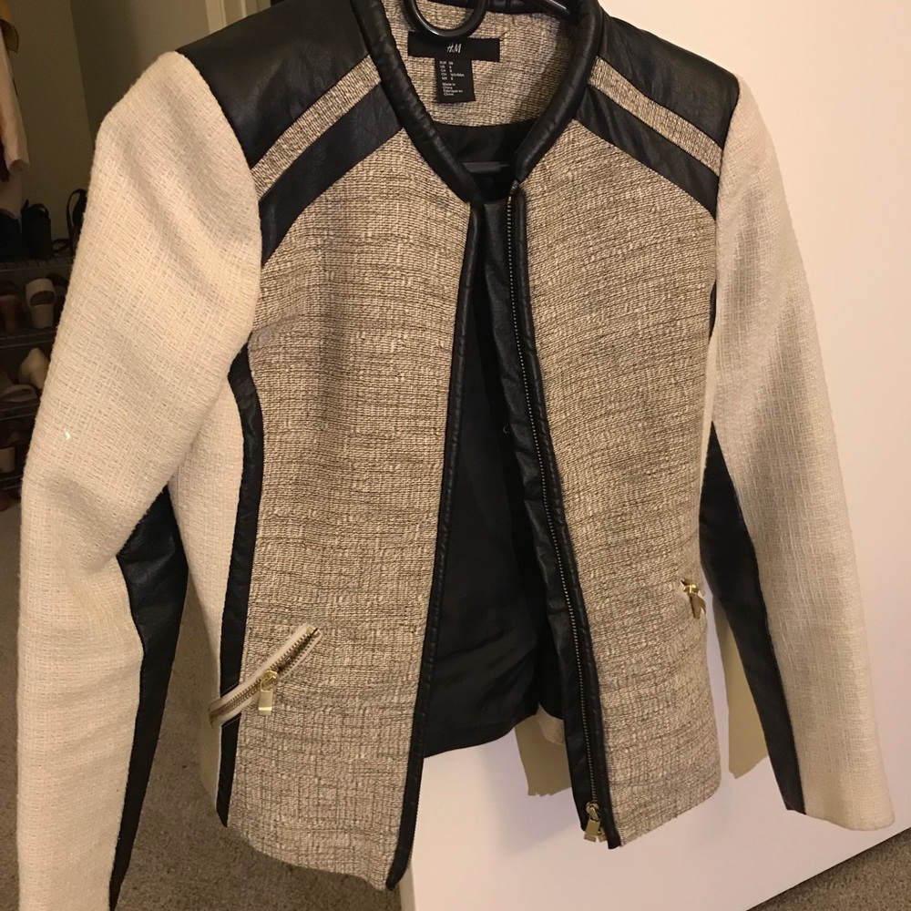 H & M leather trim jacket